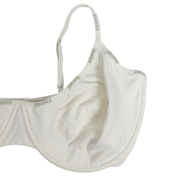 SKIMS 44H Ivory Knit Cotton Demi Logo Unlined Bra - Picture 4 of 6
